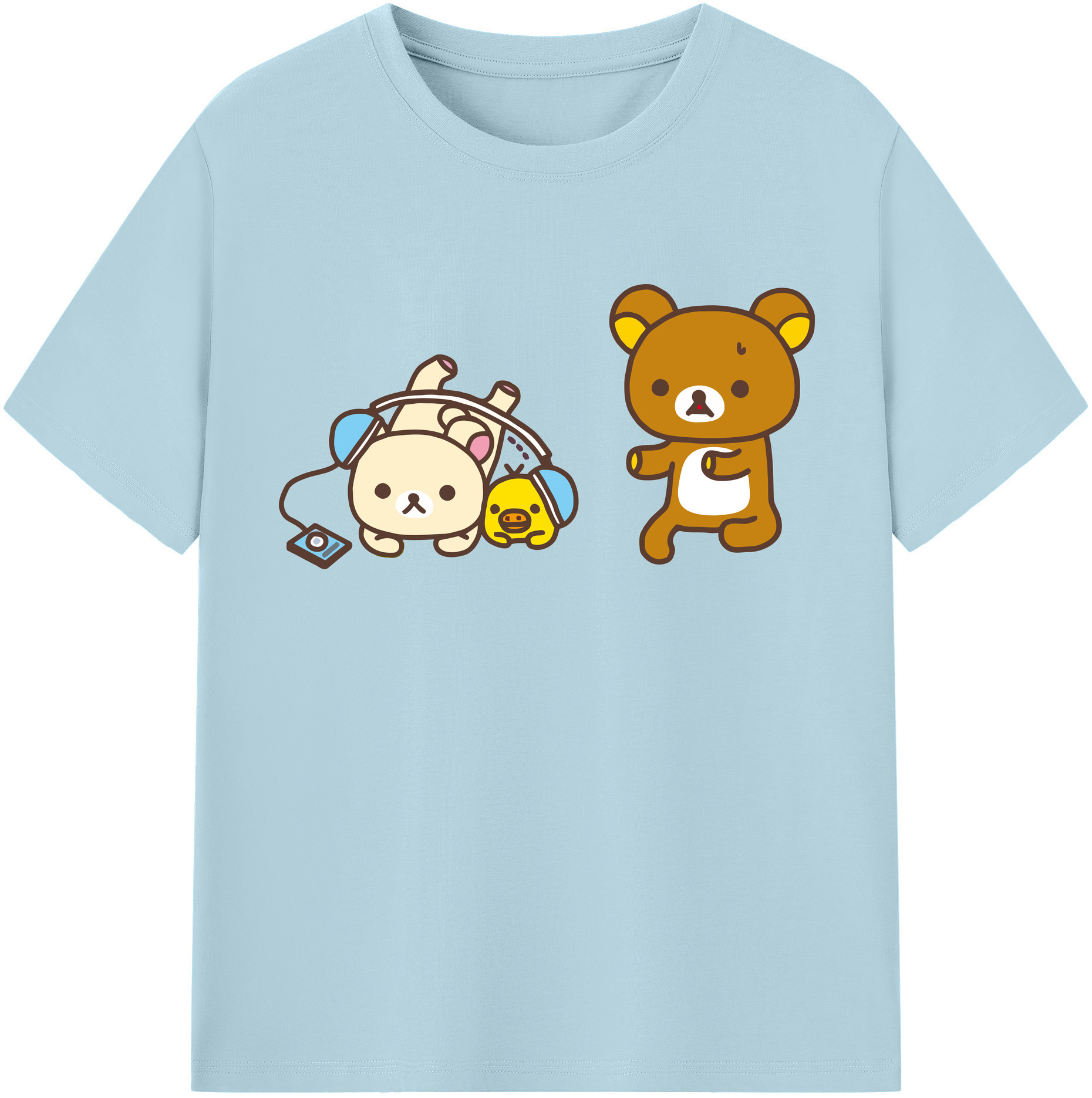 （画像用） リラックマ リラックマ キイロイトリ Rilakkuma Korilakkuma Kiiroitori 綿100％半袖Tシャツ（フロントプリント）